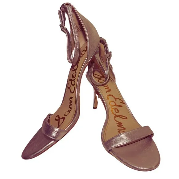 Sam Edelman Metallic Silver Ankle Strap Sandal with Heel Size 10 – Bridal - Picture 9 of 9